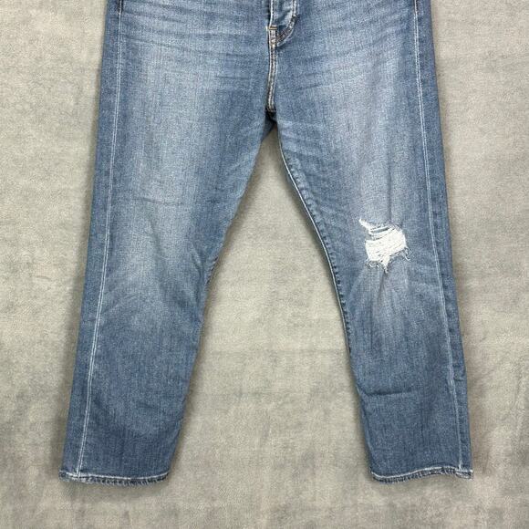 Levis Jeans Womens 30 Blue Wedgie Straight Distressed Button Fly Stretch Pockets - Picture 4 of 15